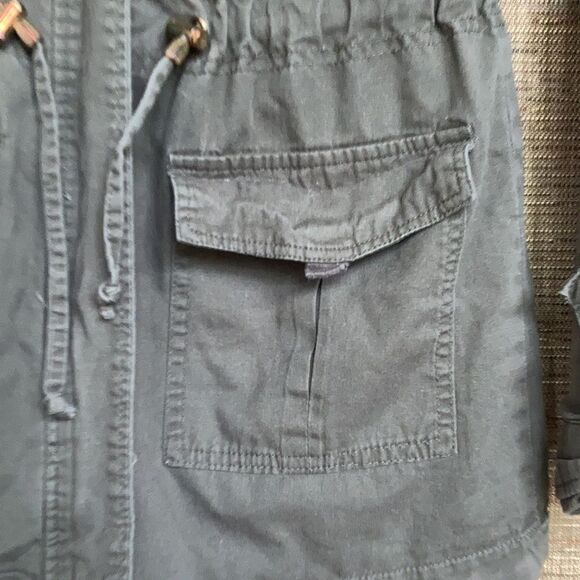 Miss London Black Label Army Green Drawstring Waist Utility Cargo Safari Jacket - Picture 3 of 6